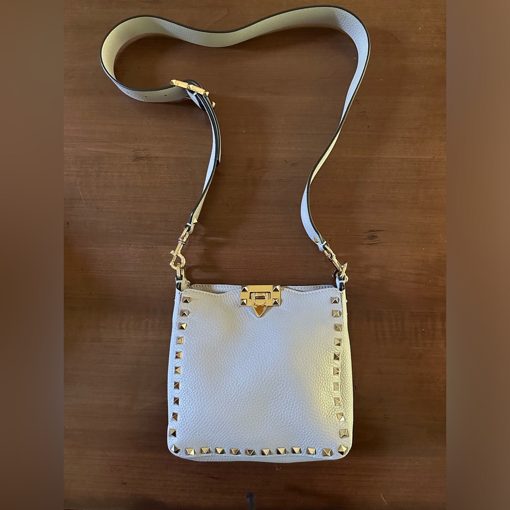 Valentino Garavani Pebbled Calfskin Mini Rockstud Flip-Lock Messenger Bag